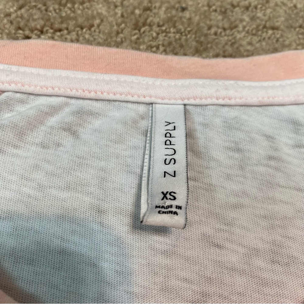 {Z Supply} The Varsity White and Peach Baseball Tee ~ Size XS - Picture 6 of 16